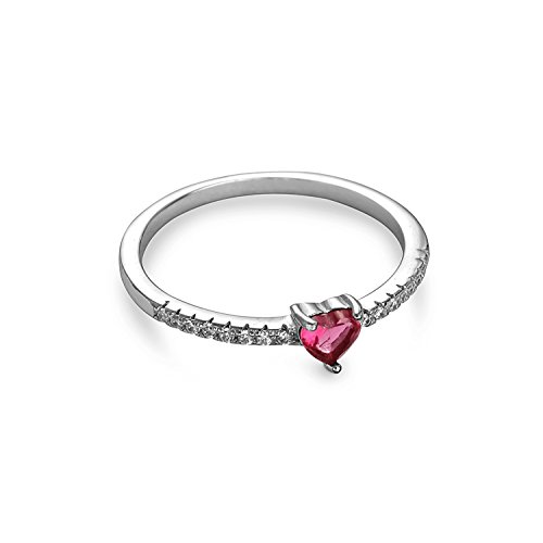 Herzen Ring 925er Sterling Damen #1835 Pink Zirkonia Silber 